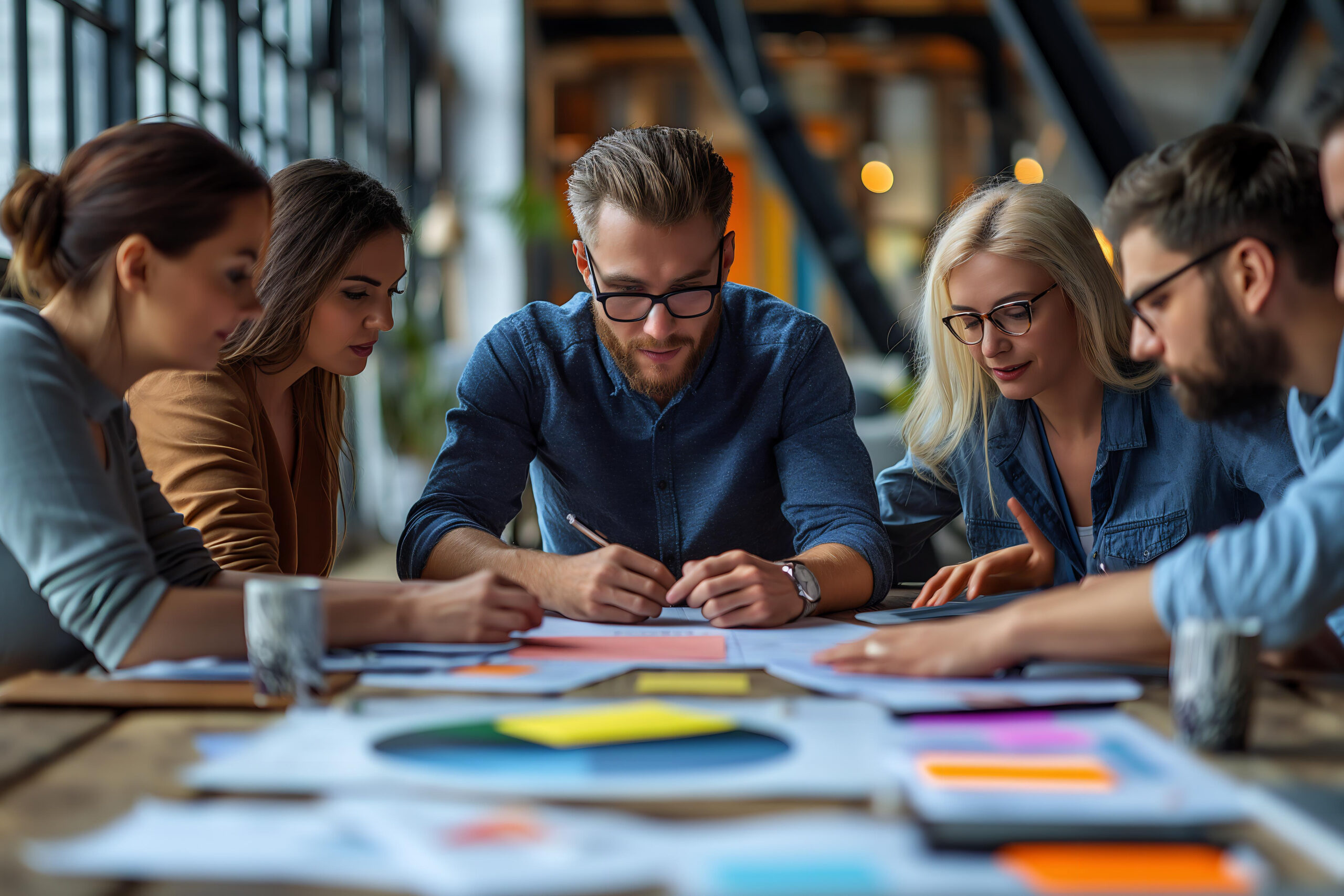 Why genSTREAMED a group of people are sitting around a table with papers and pen